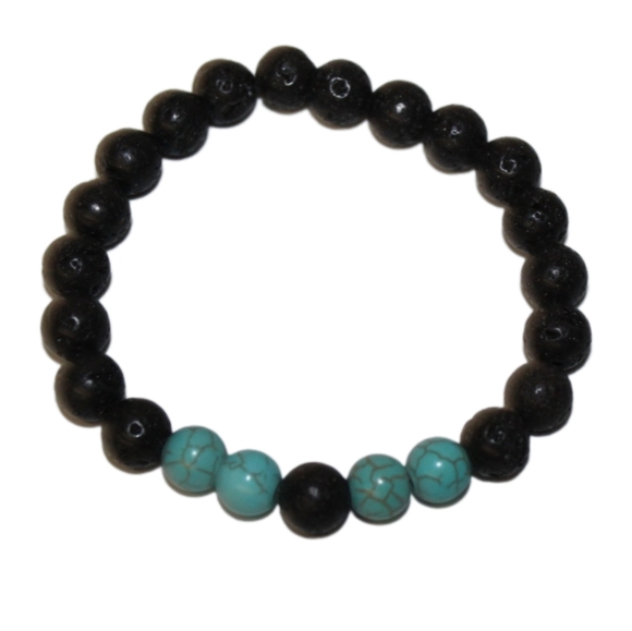 Black Agate & Turquoise Bracelet - Picture 6 of 12